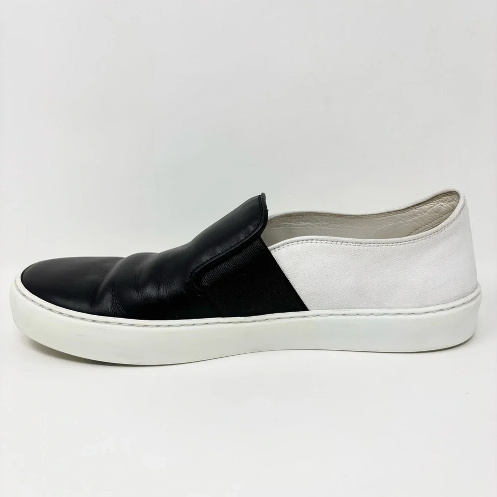 Chanel Black & White Leather Slip-On Sneakers 2016 Karl Lagerfeld Era Size 38.5 - Picture 7 of 16